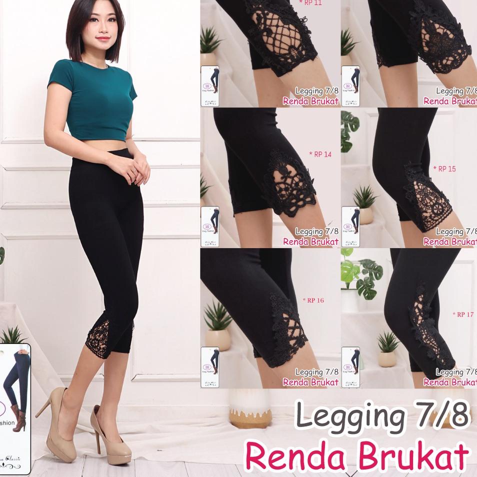 KodeZz6Z0 Suplier1st Legging Renda Brukat Pendek Wanita * RP * / Legging brukat kaki wanita / leggin