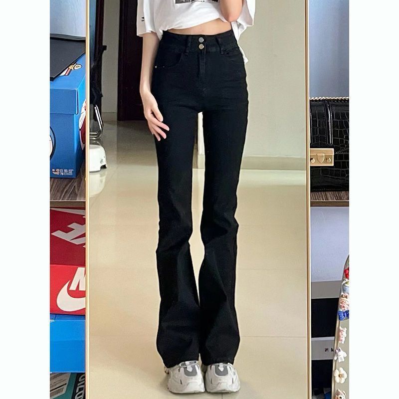 Red Musim semi dan musim panas baru gaya retro kuno smoky abu-abu micro-la high waist slim female personality street student fashion jeans