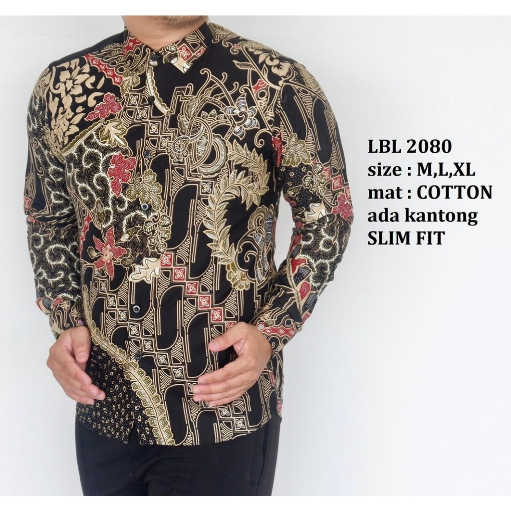 Baju Batik Pria Slimfit Kemeja Lengan Panjang Hem Slim Fit LBL 2080