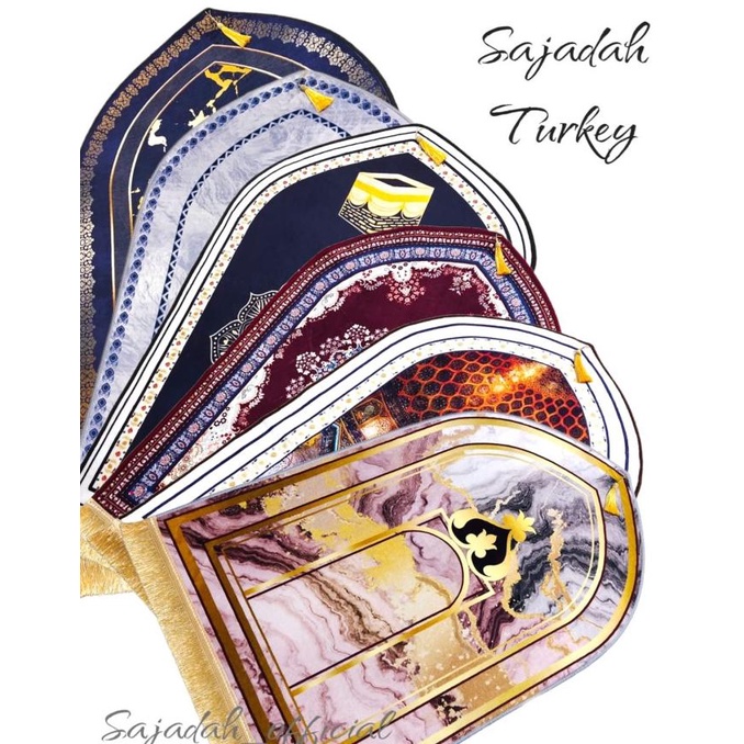sajadah tebal premium kubah motif marmer kabah sejadah turki anti slip
