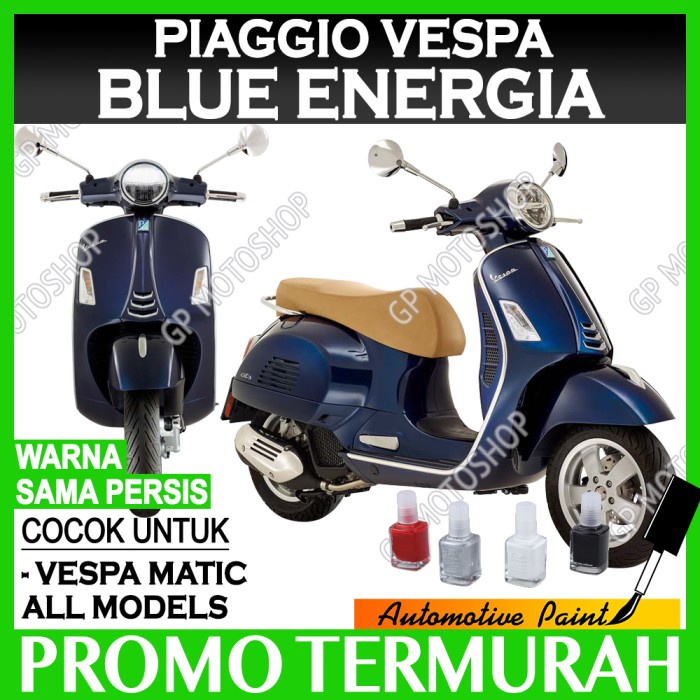VESPA MATIC BLUE ENERGIA CAT OLES PENGHILANG BARET MOTOR BIRU METALIK