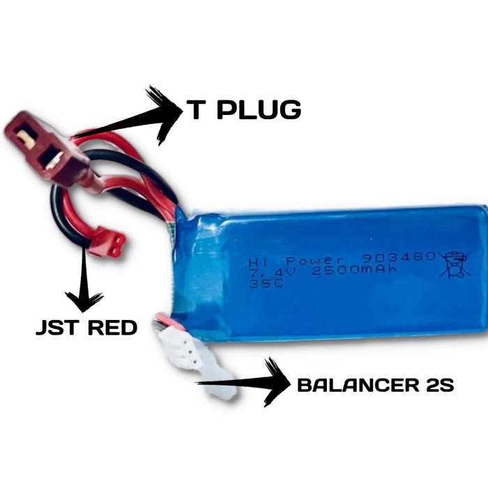 battery baterai lipo 7,4V 2S cell 2500mah T plug Syma wltoys rc drone
