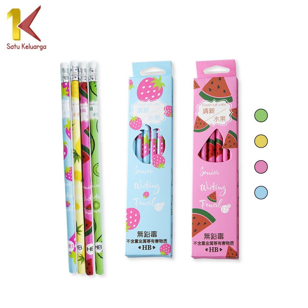 

Satu Keluarga Pensil Kayu Set 12IN1 Motif Buah Dengan Penghapus A49 Pensil 12pcs Alat Tulis Sekolah Pencil Fruits With Eraser Praktis Import