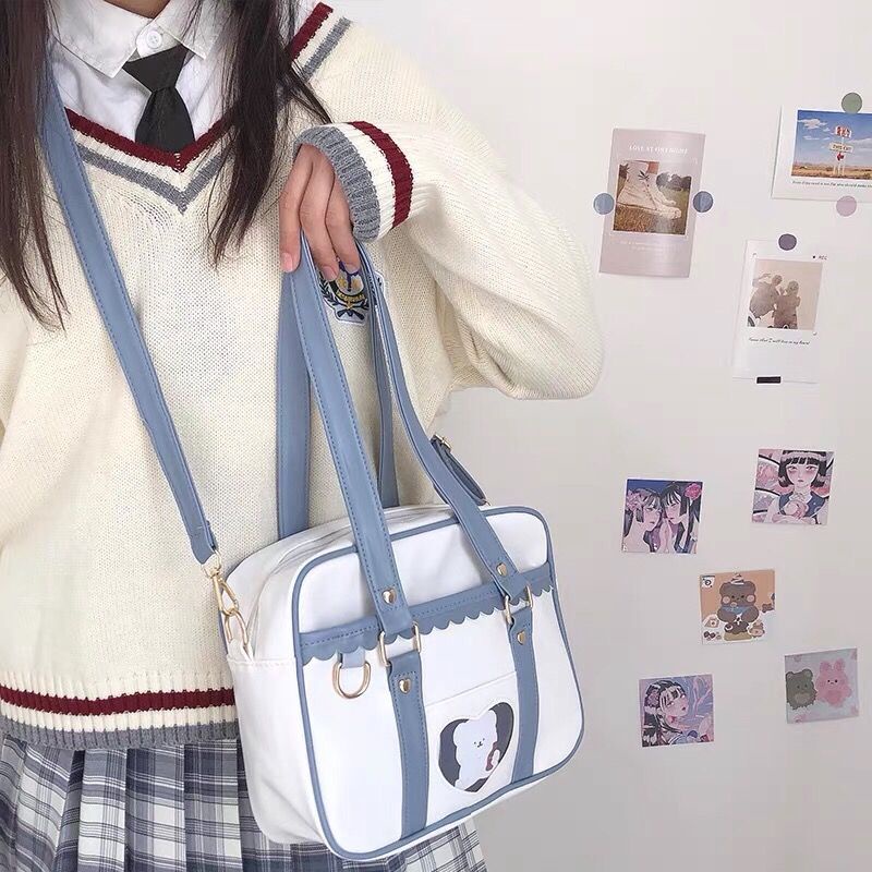 ✇Sera  Toko Perkakas Harajuku Jepang Gadis Cantik Jk Seragam Tas Lembut Gadis Mahasiswa Portabel Bahu Messenger Tas PU Commuter Bag