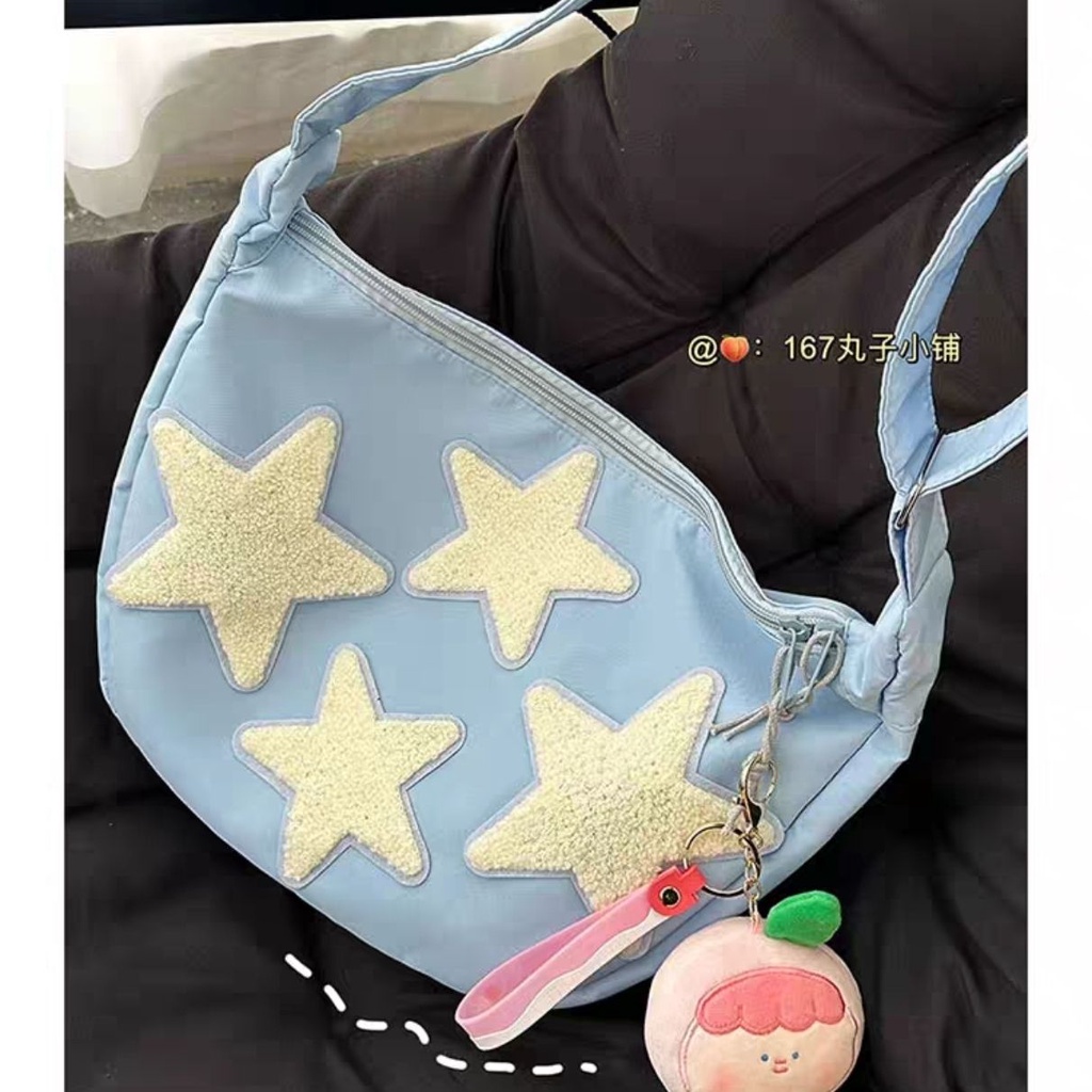 ┇✕❡Sera Niche Desain Star Messenger Tas Wanita S All-Match Gaya Versi Korea Jepang All-Match Siswa Sekolah Tas kuliah Gaya