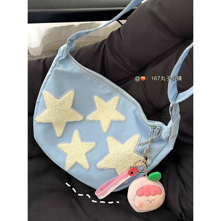 ┇✕❡Sera Niche Desain Star Messenger Tas Wanita S All-Match Gaya Versi Korea Jepang All-Match Siswa Sekolah Tas kuliah Gaya