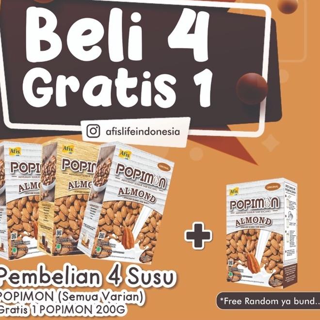 

6.6✔️✔️buy 4 GET ONE Afis Life Sari Bubuk Almond Umum Minuman kesehatan keluarga POPIMON