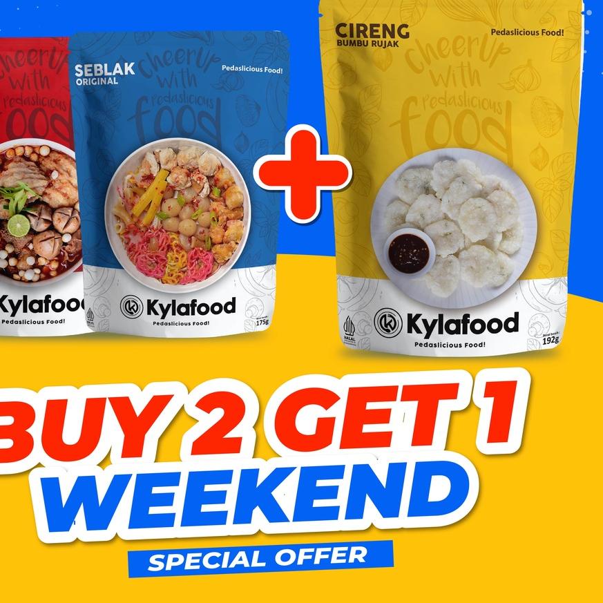 

Termurah✅Kylafood Buy 2 Get 1 Free Khusus Weekend ( 1 Seblak Original 1 Batagor Kuah Free Cireng Rujak )