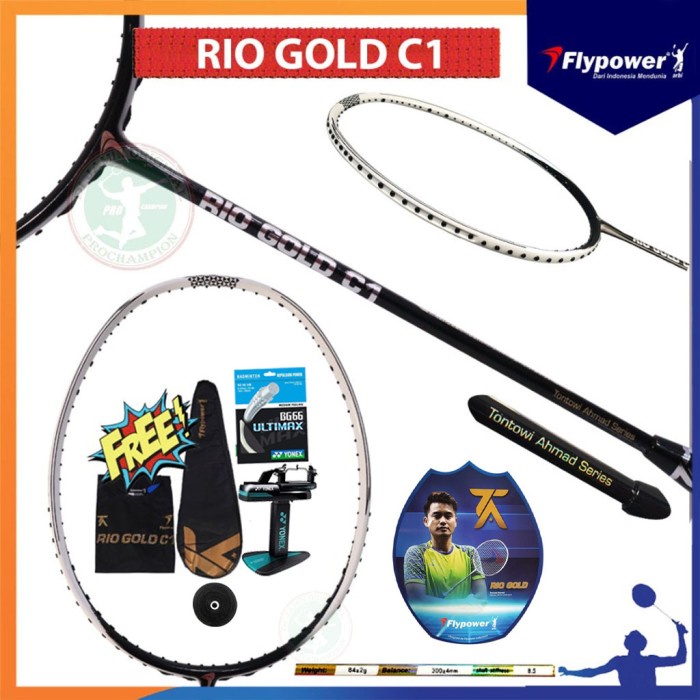 Tx00D6 Flypower Rio Gold C1 Raket Bton Bulutangkis Orinal