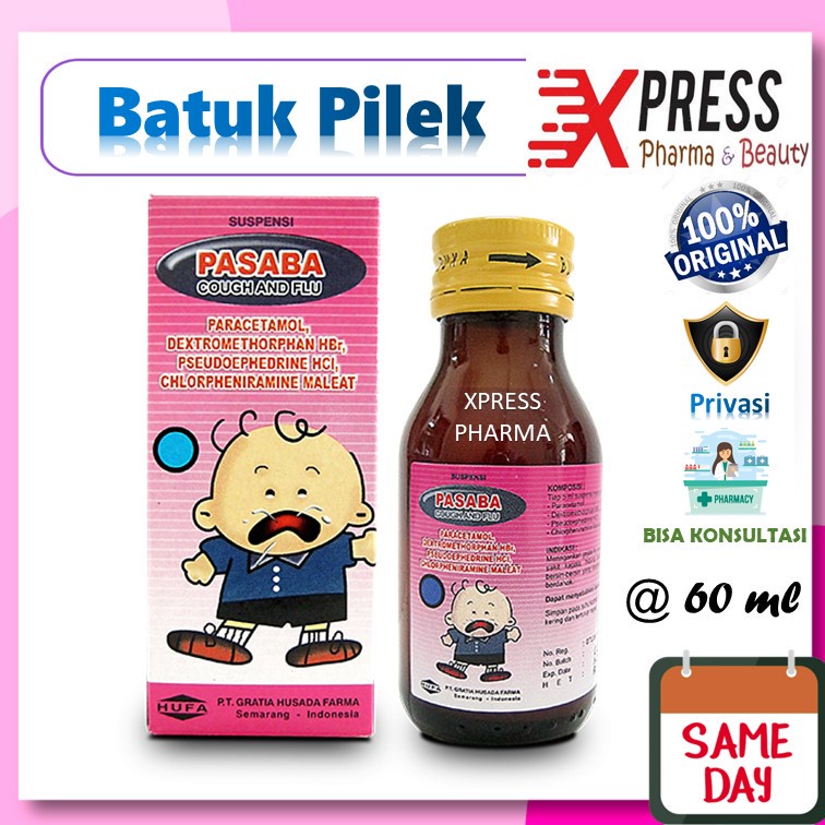 ⚡XPRESS⚡ Pasaba Cough And Flu Syrup Sirup 60 ml Botol Obat Batuk Baby Babys Pilek Flu 60 ml Zc