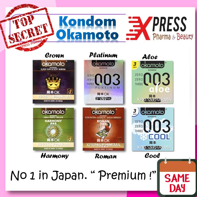 XPRESS ! Okamoto Kondom Crown 0,03 0.03 Platinum Tipis Kuat Sutra Harmony Roman Cool Pv