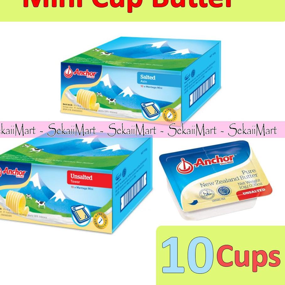 

Sale | TD4 | ANCHOR Salted / Unsalted Mini Cup Butter 7gr - Mentega Asin / Tawar Kemasan Cup Kecil isi 10