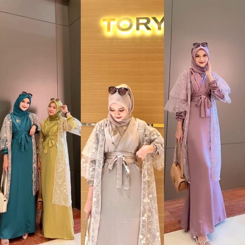 Safa dress baju gamis Remaja Dewasa untuk kondangan / dress satin / dress tile mutiara/ bridesmaids/