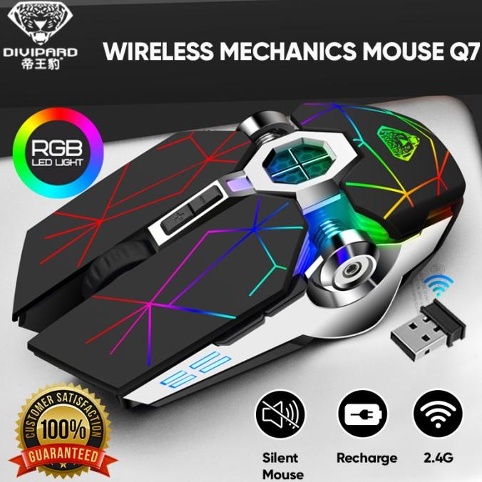Wireless Mouse Mechanical Gaming RGB Charging Divipard Q7 4000DPI