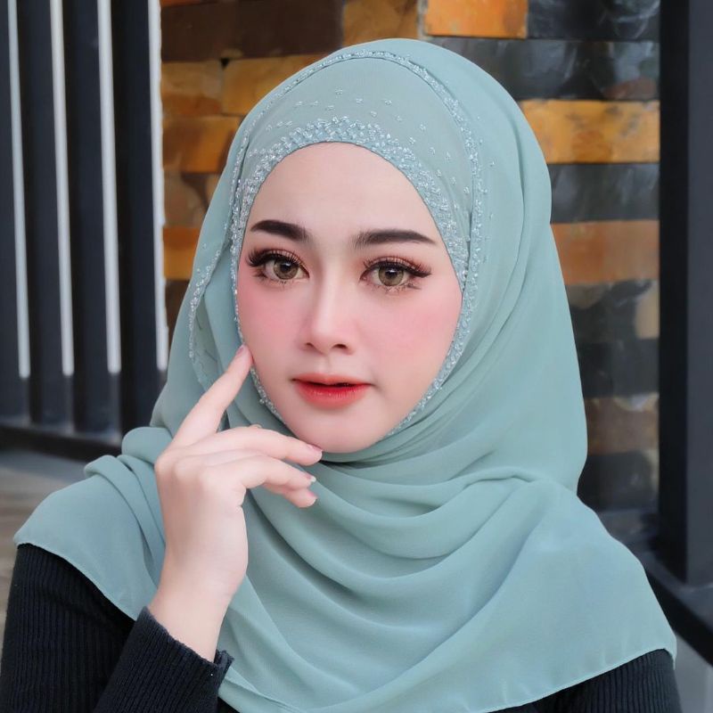 TERMURAH PASMINA SPRINKLE BLUE MINT(BIRU WARDAH) FULL PAYET JEPANG BISA REQUEST WARNA LAIN