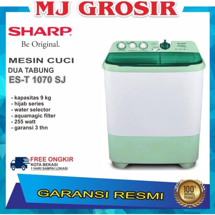 MESIN CUCI SHARP EST 1070 SJ 10 KG 2 TABUNG EST1070 10KG AQUAMAGIC