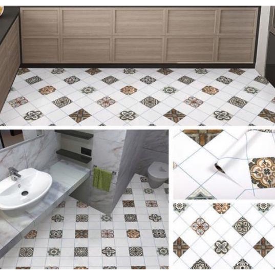 TERMURAH WALLPAPER LANTAI STIKER DINDING MOTIF BATIK WALLPAPER KAMAR MANDI