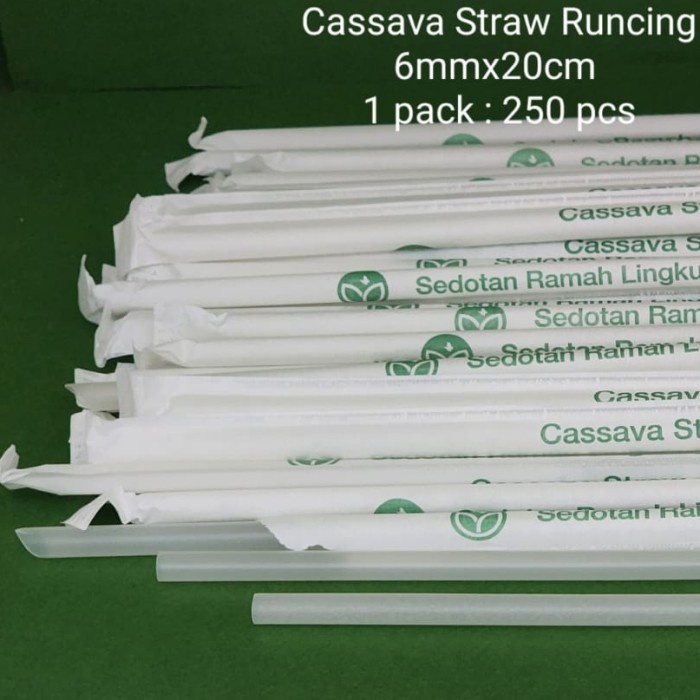 Terlaris Cassava Straw/Sedotan Cassava Runcing 6Mmx20Cm Wrap Paper(Isi 250Pcs)