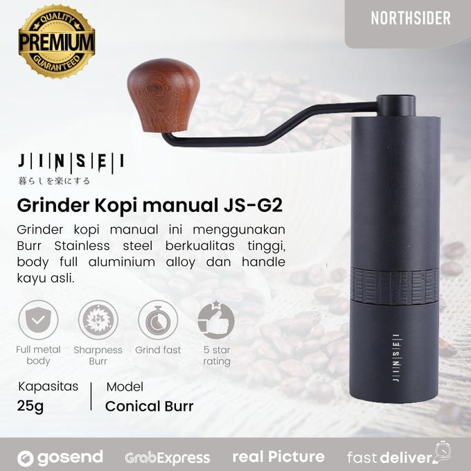 HAND COFFEE GRINDER KOPI MANUAL METAL BODY STAINLESS STEEL BURR JS-G2