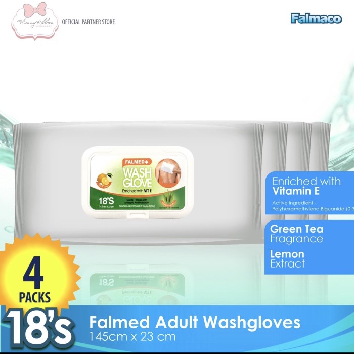 Falmed Wash Gloves 18s/ Kantung seka paket isi 4