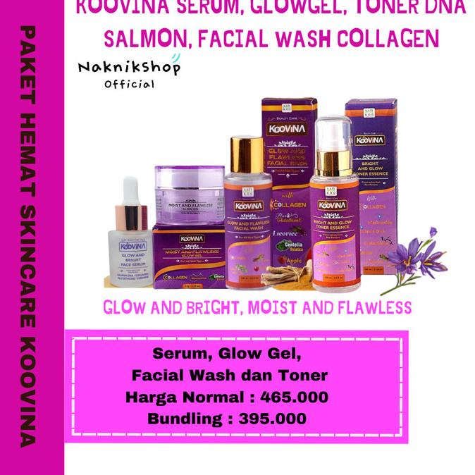 Paket Glowing Koovina Hemat (Serum, Toner, Facial Wash, Glow Gel) BPOM