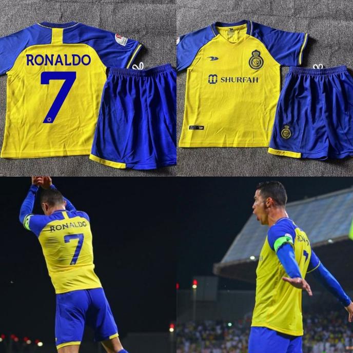JERSEY BAJU BOLA AL NASSR HOME KIDS ANAK 2022 + RONALDO GRADE ORI