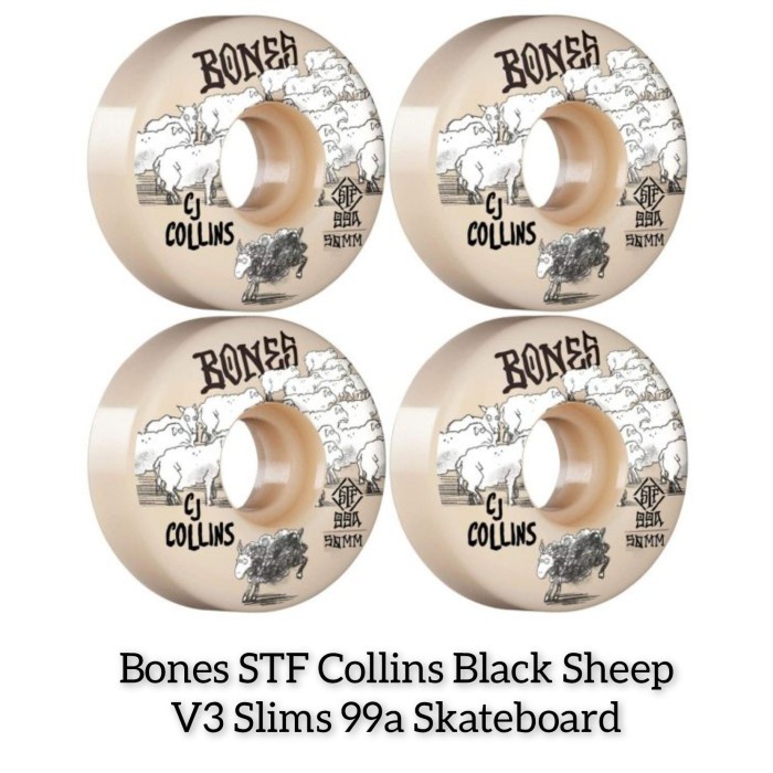 Terlaris Wheels / Roda Skateboard Bones Stf Collins Black Sheep V3 Slims 99A