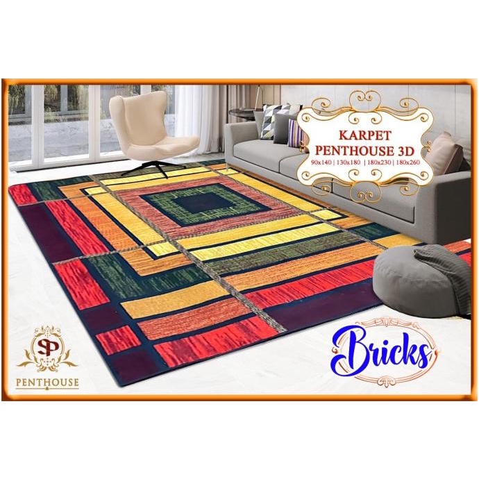 Karpet Printing 3D PENTHOUSE Tebal Anti Slip 180x260 / Karpet Lantai A