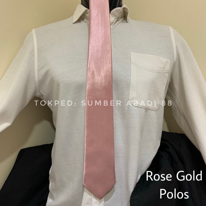 Dasi Dasi Panjang Pria Warna Pink Dusty Rose Gold Peach Pink Fanta - Rose Gold Polos(J5D0) Dasi Item