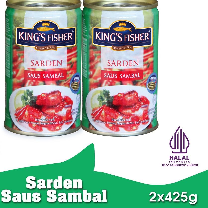 

Termurah⭐King's Fisher Paket 2 pcs Sarden saus sambalMakanan Kaleng 425 gr