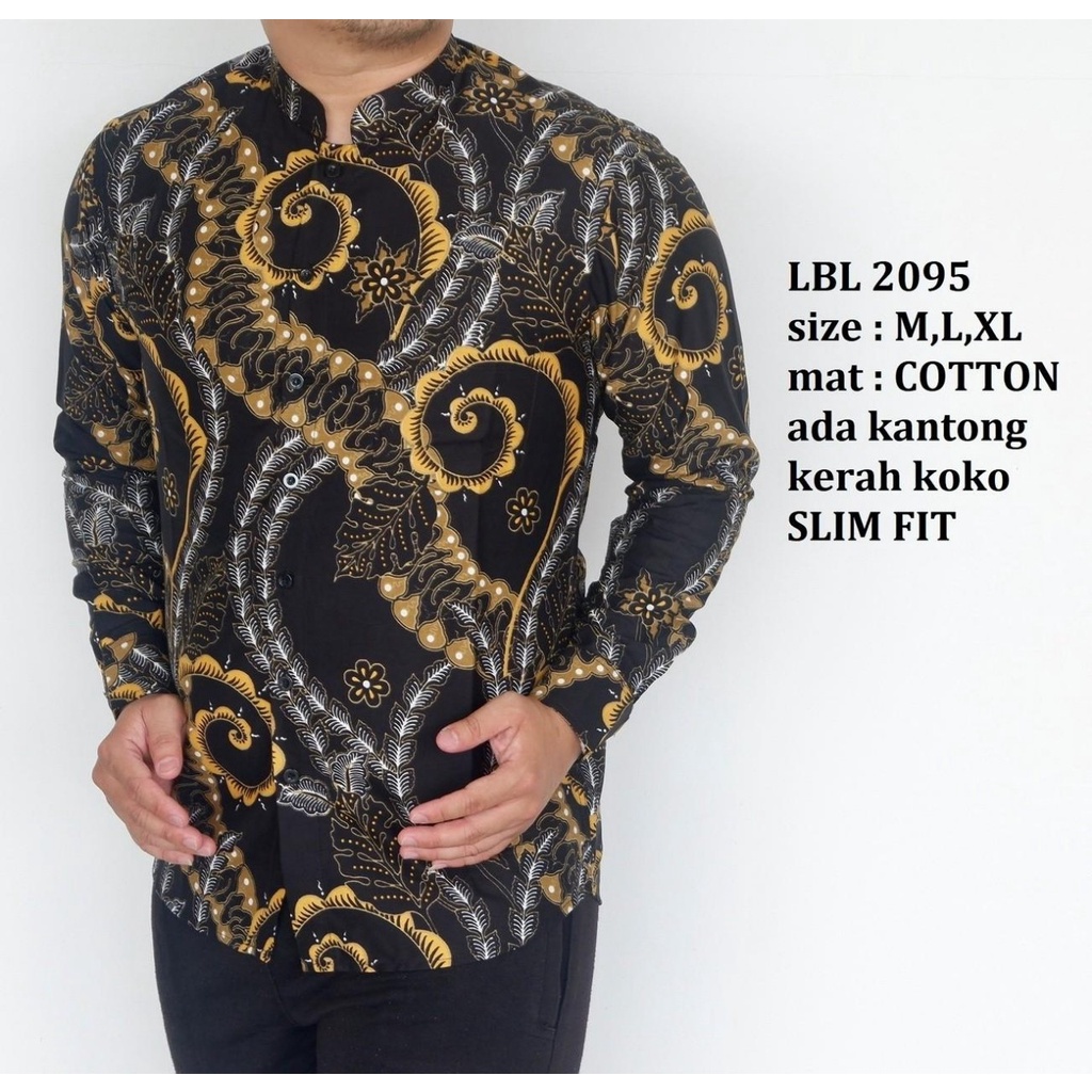 Baju Batik Pria Slimfit Kemeja Lengan Panjang Hem Slim Fit LBL 2095