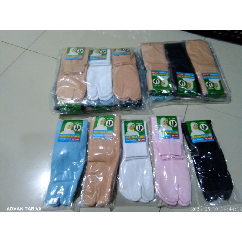 Kaos kaki Jempol wanita cewek polos motif warna coklat hitam putih biru pink random Grosir Harga Lusinan (12pcs)