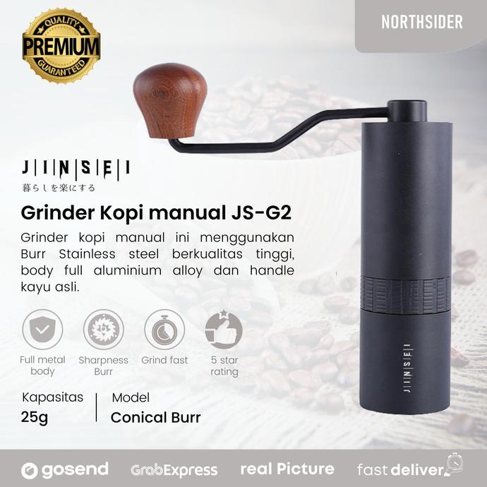 HAND COFFEE GRINDER KOPI MANUAL METAL BODY STAINLESS STEEL BURR JS-G2