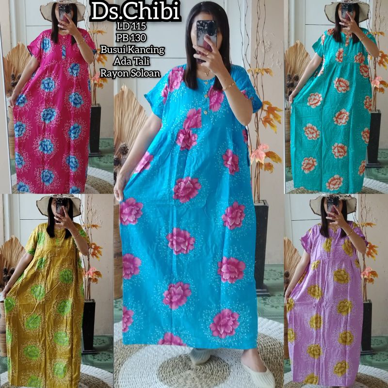 Daster centini panjang polkadot // daster chibi rayon halus busui