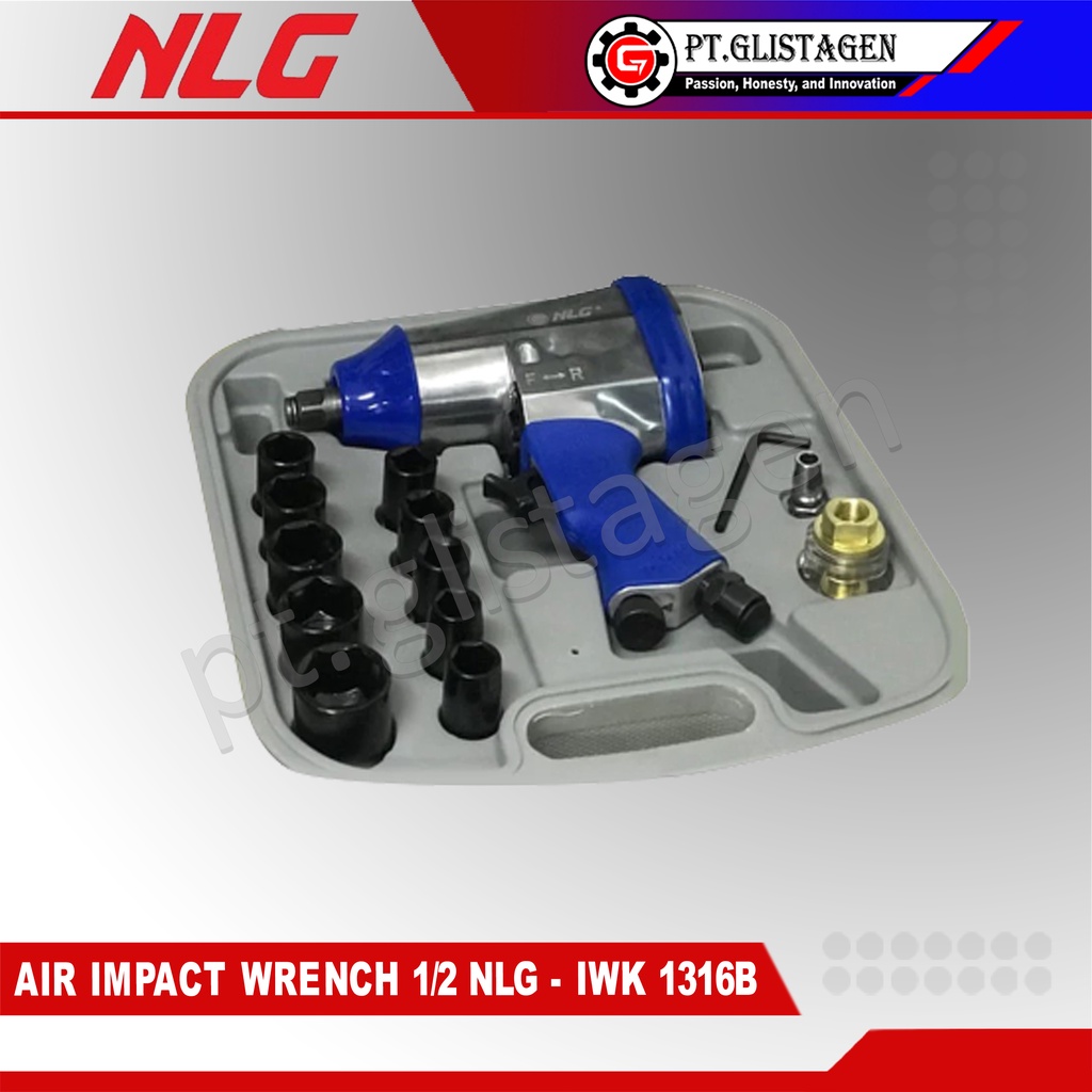 Air Impact Wrench 1/2&quot; Alat Buka Baut Angin Kompresor NLG IWK-1316B