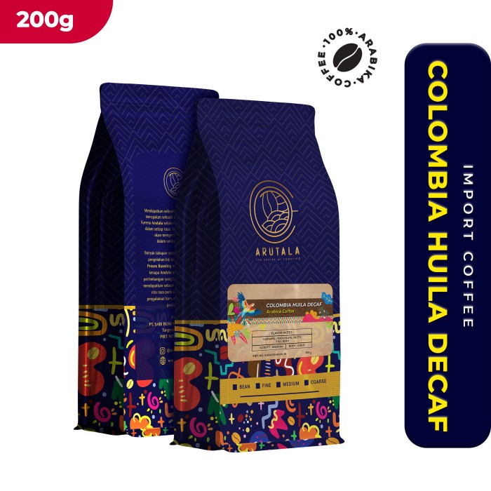 

TERLARIS ARUTALA Kopi Colombia Decaf Arabika 200 gram /KOPI EUBE/KOPI KAPAL API/KOPIBUBUK/KOPI