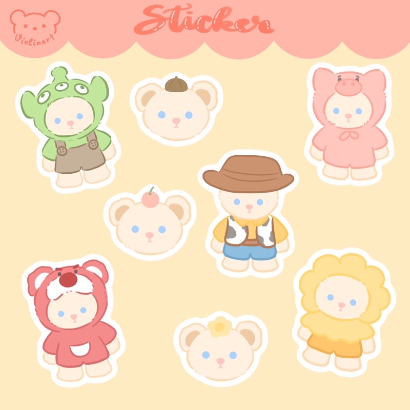 

sticker pack bear doff toystory edition stiker korean for journaling by violinnart readystock
