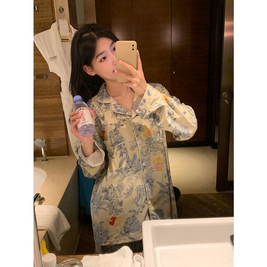 ㍿❁stelan baju tidur wanita Xinbangbang Homedress early spring Korean style flowers comfortable loose home clothes set ladies pajamas #COD baju tidur wanita bahan kaos