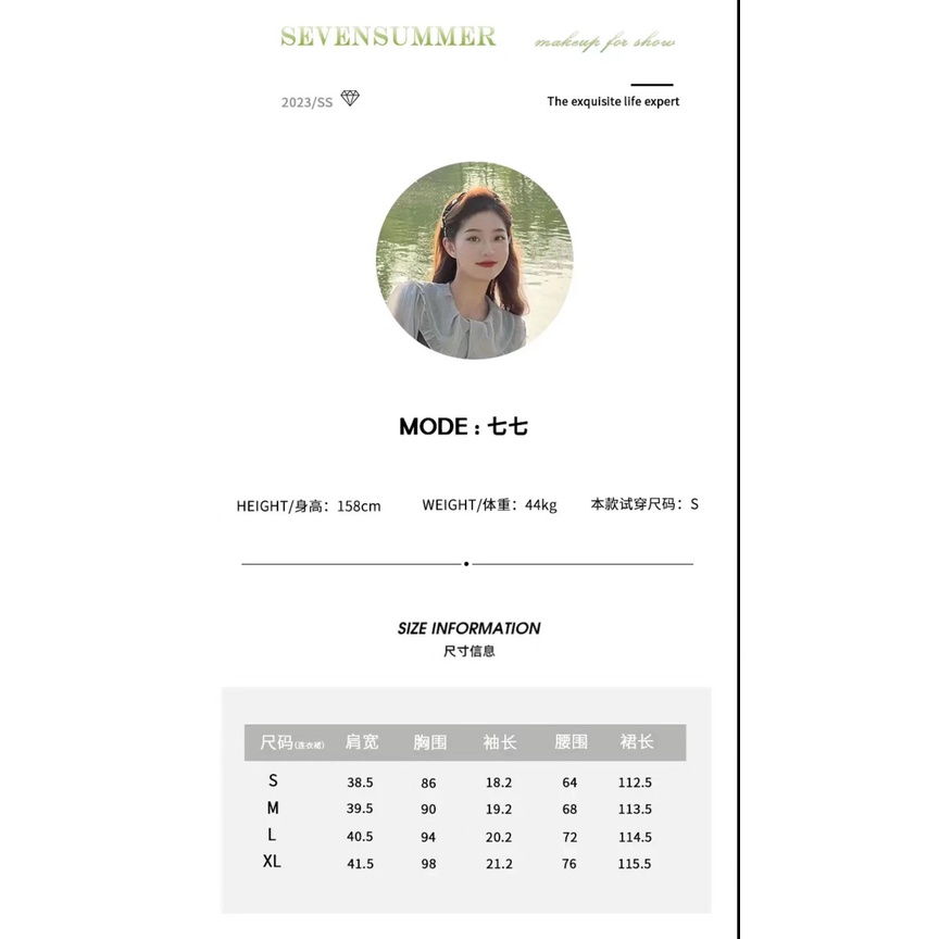 【Freesia】Gaun Lengan Pendek Kasual Kerah Boneka Musim PanasAGaun Versi Warna Solid Wanita midi dress