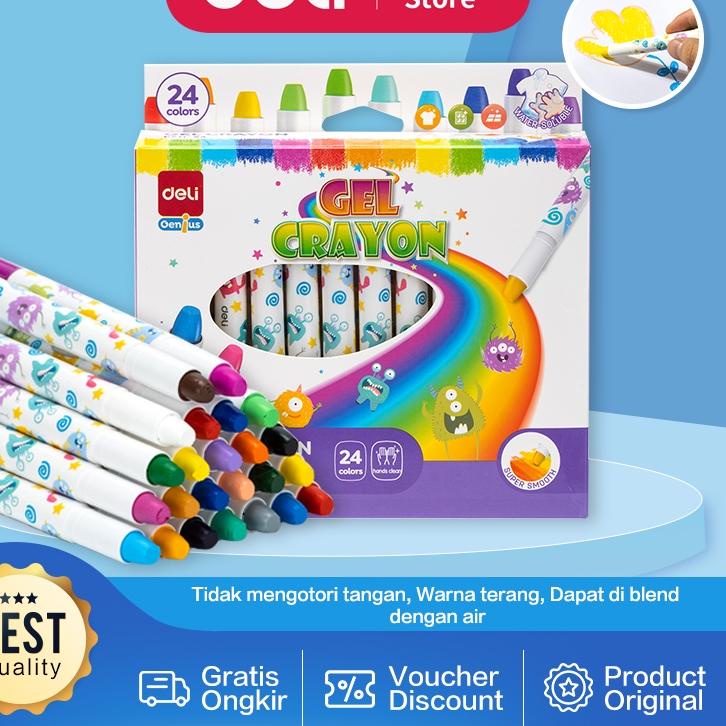 

Limited | FG2 | Deli Gel Crayon / Krayon 12 24 Warna Tidak Mengotori Tangan Bersertifikat Aman EC211