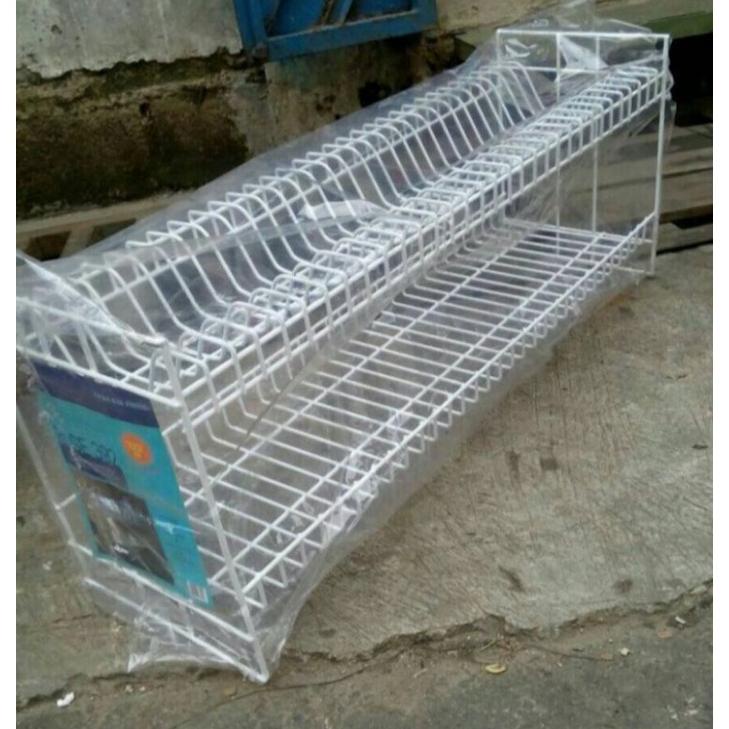 New Rak piring & Rak gelas kawat putih panjang besar susun 2 392 ,.