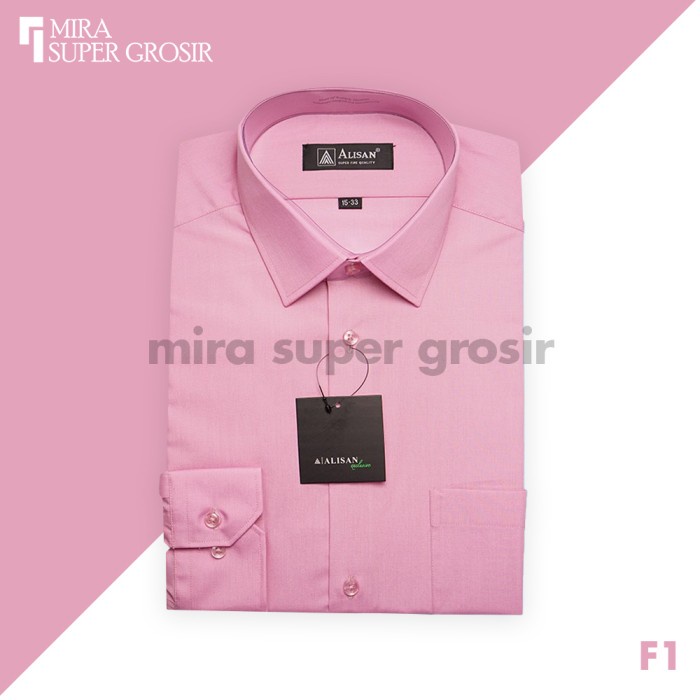 kemeja pria Kemeja Formal Pria ALISAN Polos Lengan Panjang Original - F-1, 14,5-(S)(D2H6) kemeja pri