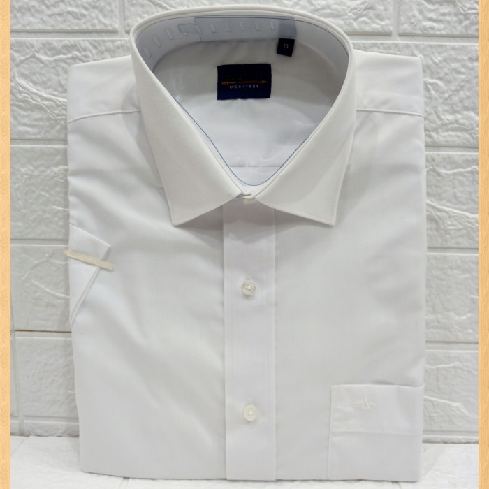 kemeja pria Kemeja Putih Arrow Pria Kerja Kantor Formal Lengan Pendek - 14.5(U6K7) kemeja pria kanto