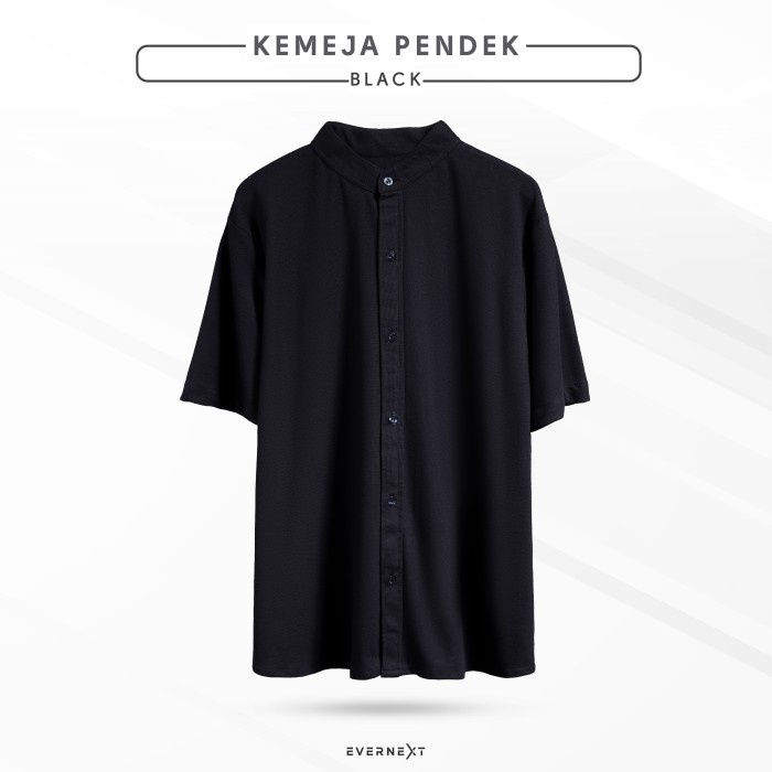 kemeja pria KEMEJA POLOS PRIA BAJU KEMEJA KOKO PRIA KEMEJA LENGAN PENDEK PRIA - BLACK, M(G0U5) kemej
