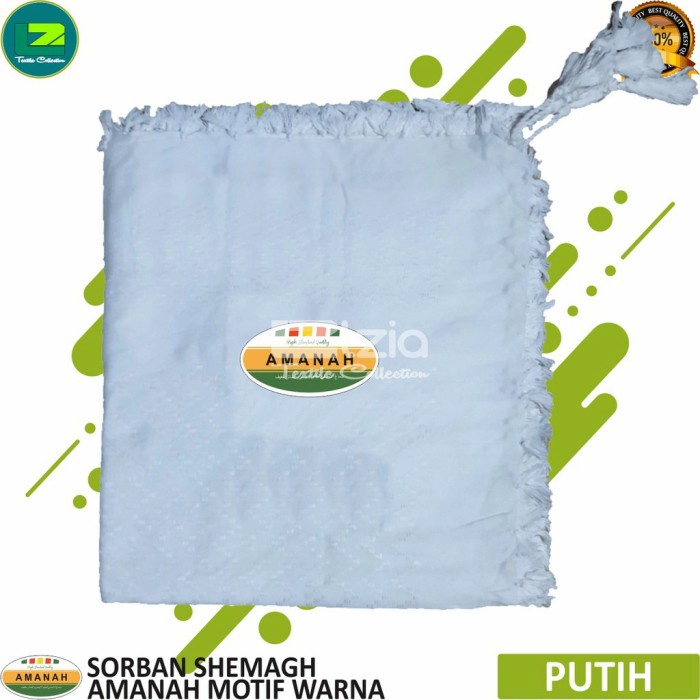 Sorban Sorban Amanah Sorban Shemagh Murah Amanah Warna - Putih(H9S7) ORIGINAL Sorban Arab Dewasa REA