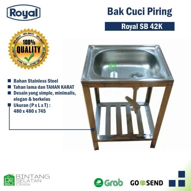 SINK ROYAL SB 42K/ BAK CUCI PIRING ROYAL PAKAI KAKI WITH AFUR & SELANG