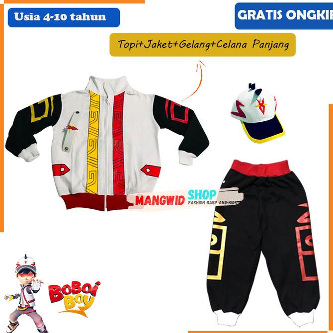 BAJU SETELAN KOSTUM JAKET SWEATER+TOPI+BOBOIBOY SUPRA ANAK LAKI LAKI