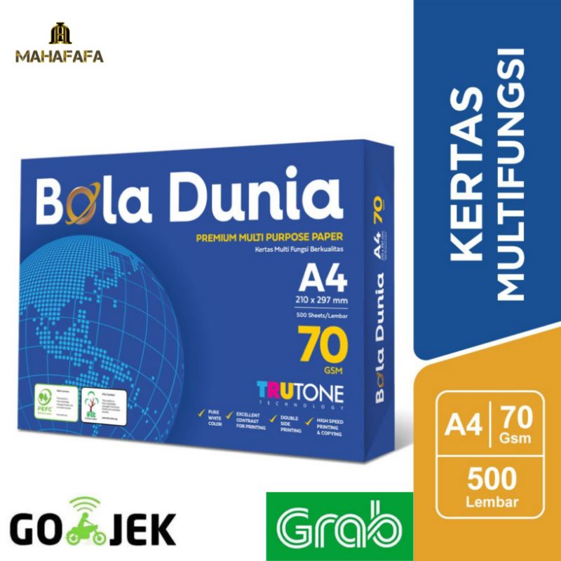 

Kertas A4 70 Gram Bola Dunia RIM (Gojek/Grab)