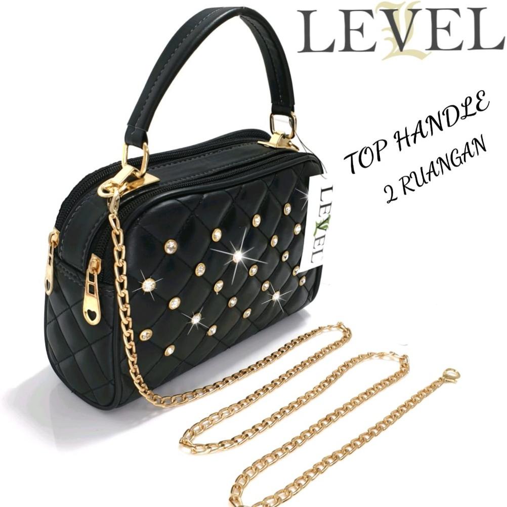 [KODE BAQYL] ( FREE DUSTBAG ) TAS LEVEL DIAMOND TOP HANDLE - TAS WANITA SLINGBAG FASHION TAS BATAM D