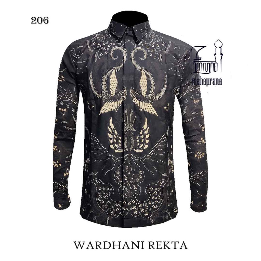 Kemeja BATIK MAHAPRANA MHP-206 Baju Batik Solo Pria Katun Halus Terbaru 2022 Hem Atasan Songket Pria Cowok Modern Slimfit Lengan Panjang Full Lapis Furing Premium Elegan Ekslusif Murah Original Asli